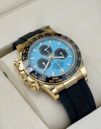Nuovo Daytona 2025 Assemblato (100) 40mm 126500LN Oysterflex Quadrante Oro Tiffany Blu