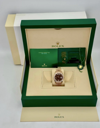 Day-Date Assembled 40mm 228345RBR Rose Gold Chocolate Diamond Dial