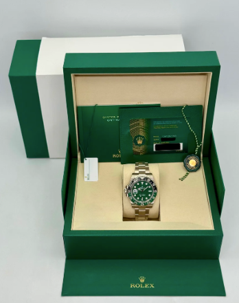 NOUVEAU 2025 GMT-Master II Assemblé (100) "Sprite" Cadran Vert 40mm 126729VTNR Oyster Plaqué Or