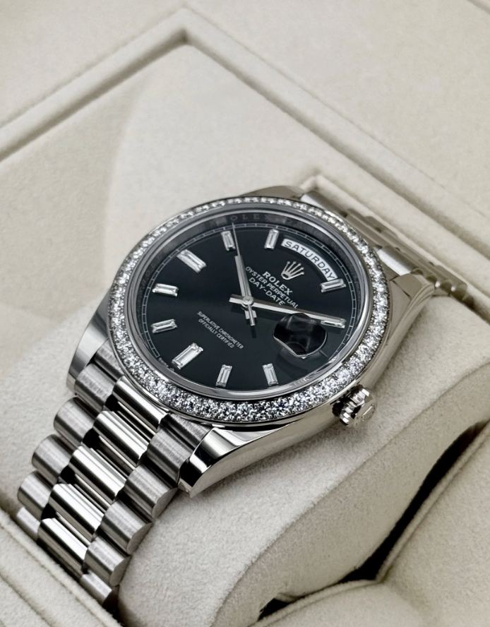Day-Date Assembled 40mm 228349RBR Presidential Black Diamond Baguette Dial