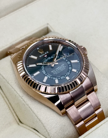 Sky-Dweller Monterad 42mm 326935 Roséguld Oyster Rodiumtavla
