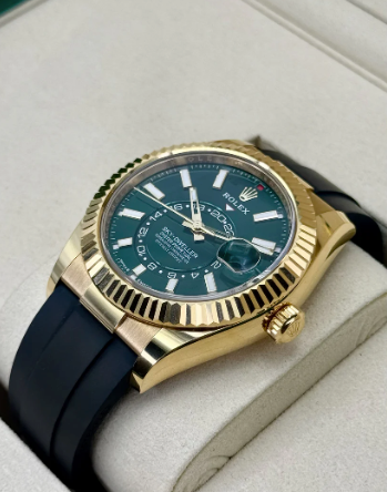 Sky-Dweller Samlet 42mm 336238 Gulguld Oysterflex Grøn Skive