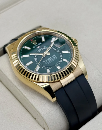 Sky-Dweller Samlet 42mm 336238 Gulguld Oysterflex Grøn Skive