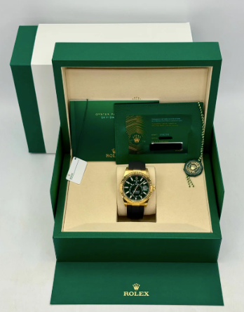 Sky-Dweller Samlet 42mm 336238 Gulguld Oysterflex Grøn Skive