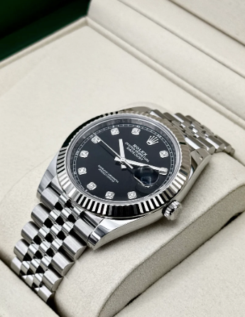 Datejust Samlet (100) 41mm 126334 Rustfrit Stål Jubilee Sort Diamant Skive