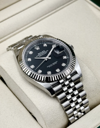Datejust Samlet (100) 41mm 126334 Rustfrit Stål Jubilee Sort Diamant Skive