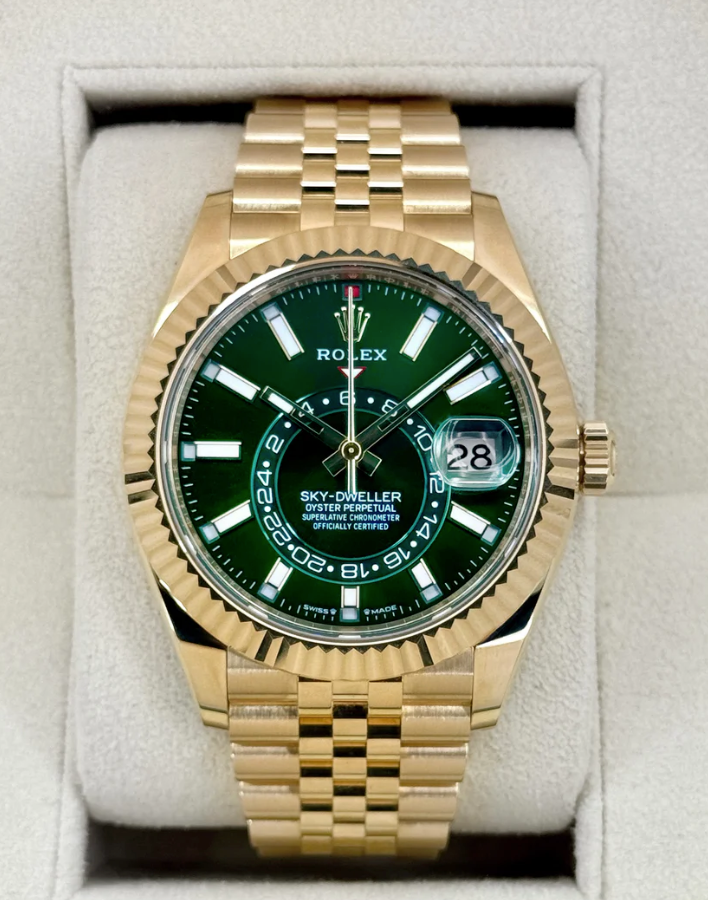 Sky-Dweller Montado 42mm 336938 Oro Amarillo Jubilee Esfera Verde