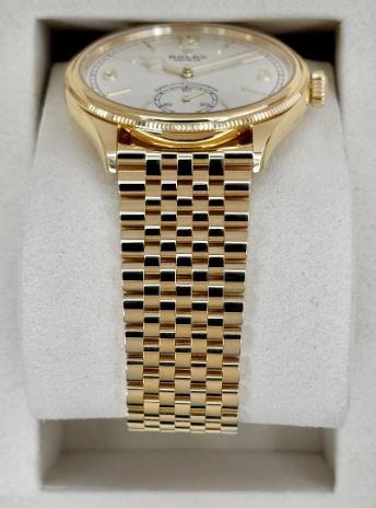 NY 2026 1908 samlet 39 mm 52508 gulguld Settimo-armbånd hvid urskive