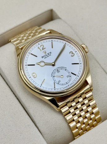 NY 2026 1908 samlet 39 mm 52508 gulguld Settimo-armbånd hvid urskive