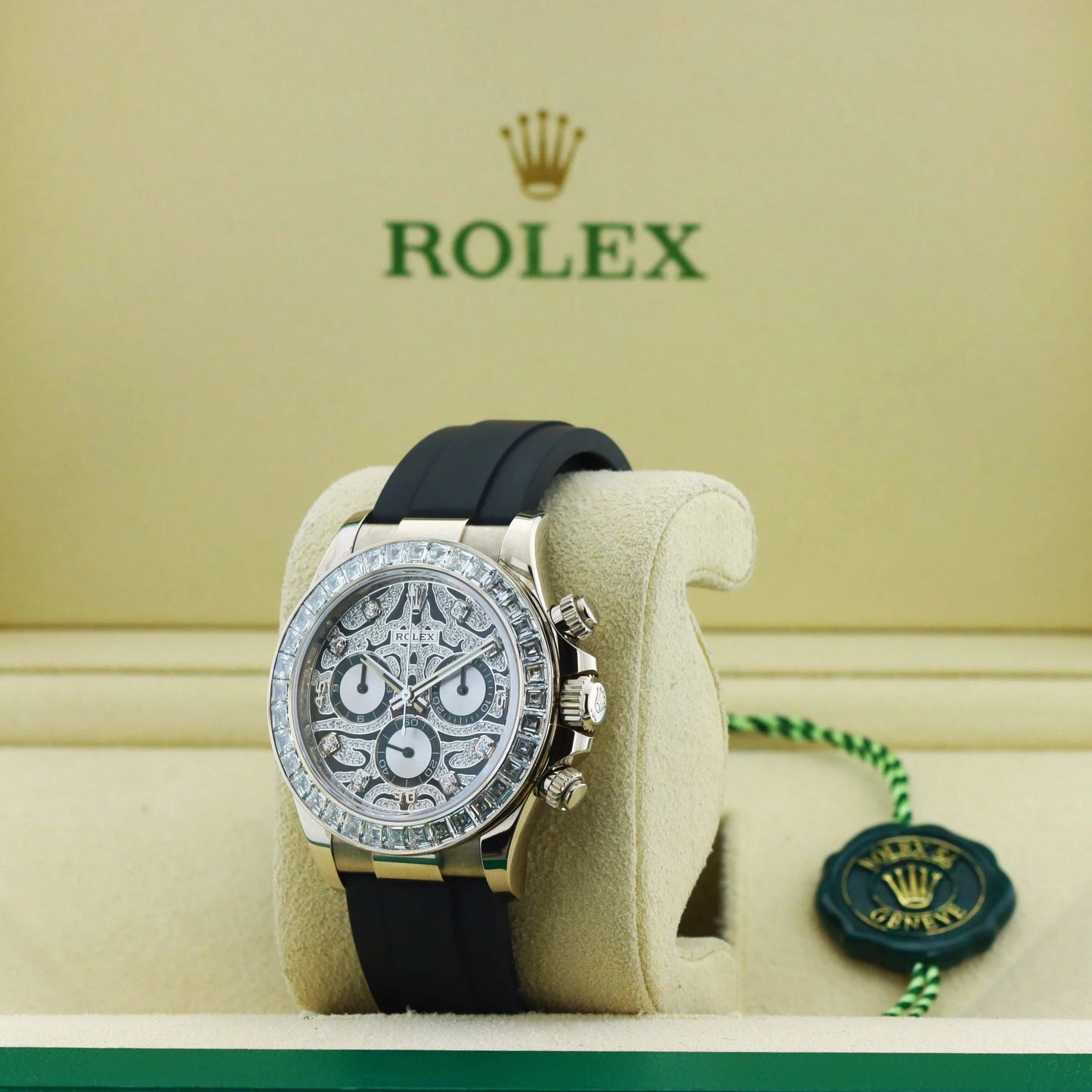 Daytona Assembled (100) 40mm Laminated white gold18k "Tiger" Black Oysterflex Strap 116588TBR (Copia)