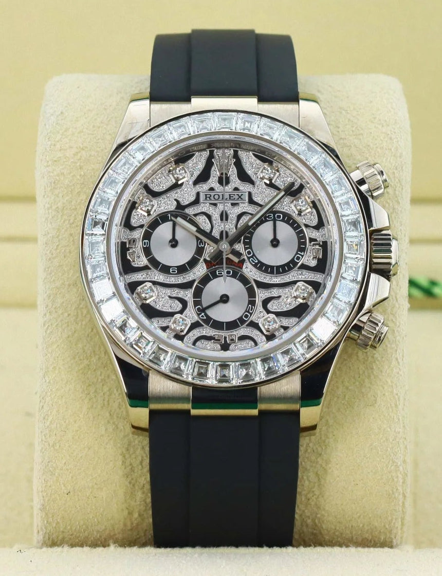 Daytona Assembled (100) 40mm Laminated white gold18k "Tiger" Black Oysterflex Strap 116588TBR (Copia)