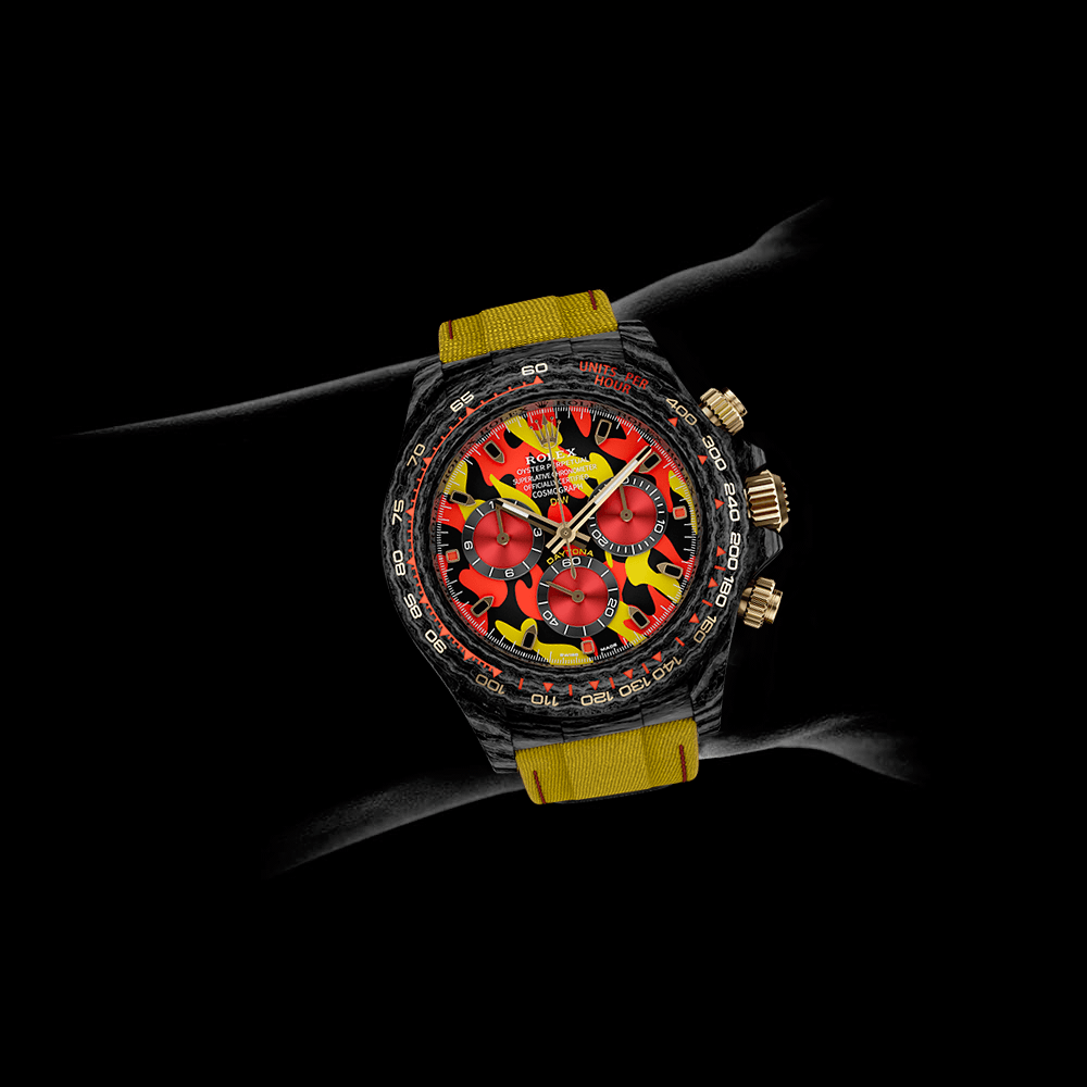 Dw Daytona 40 mm Oyster, gemonteerd, militairgeel