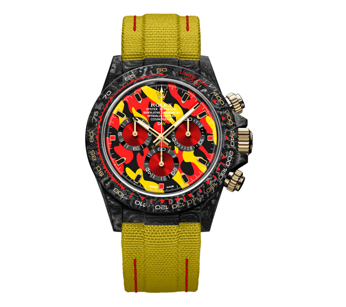 Dw Daytona 40 mm Oyster, gemonteerd, militairgeel
