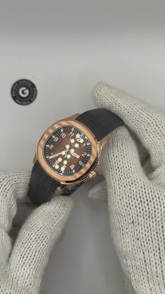 PP samlet 90% Aquanaut 5167R 40mm rosaguld brun urskive