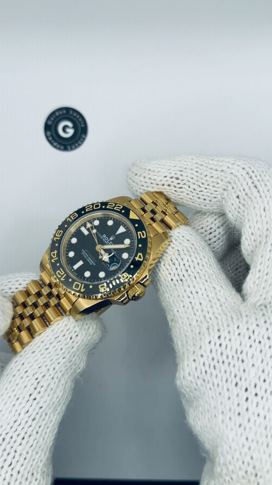 GMT-Master II Samlet (100) 40mm 126718GRNR Guldbelagt stål Jubilee Sort Skive