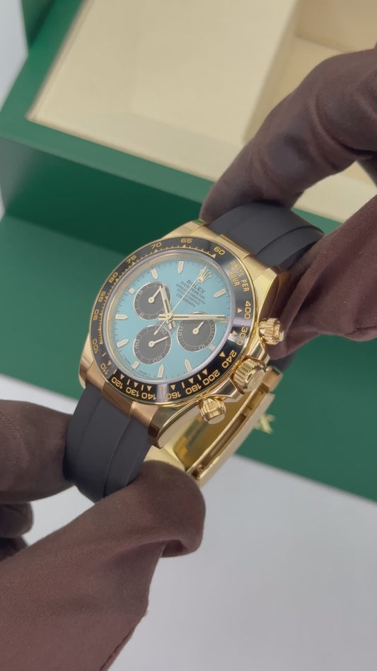 New Daytona 2025 Assembled (100) 40mm 126500LN Oysterflex Gold Dial Tiffany Blue