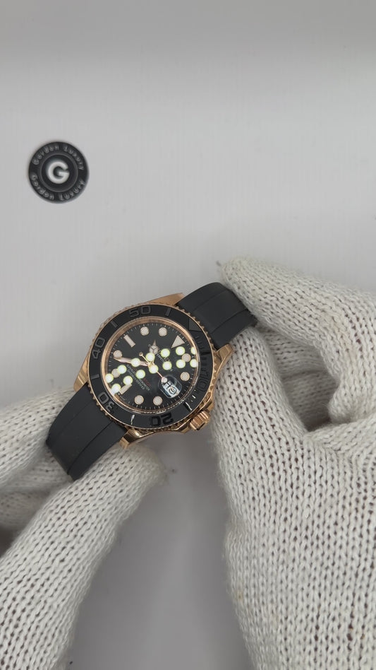 NEW 2025 Yacht-Master Assembled (100) 40mm 126655 Rose Gold Oysterflex Black Dial