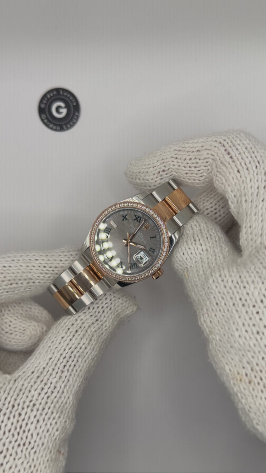 Datejust Geassembleerd (100) 36mm 126231 Two-Tone oyster leisteen Rhodium lunette zirconia