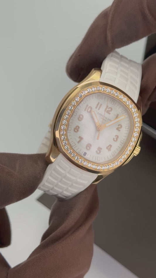 PP Assembled 90% Aquanaut Luce Travel 5269 38.8mm Rose Gold White Dial