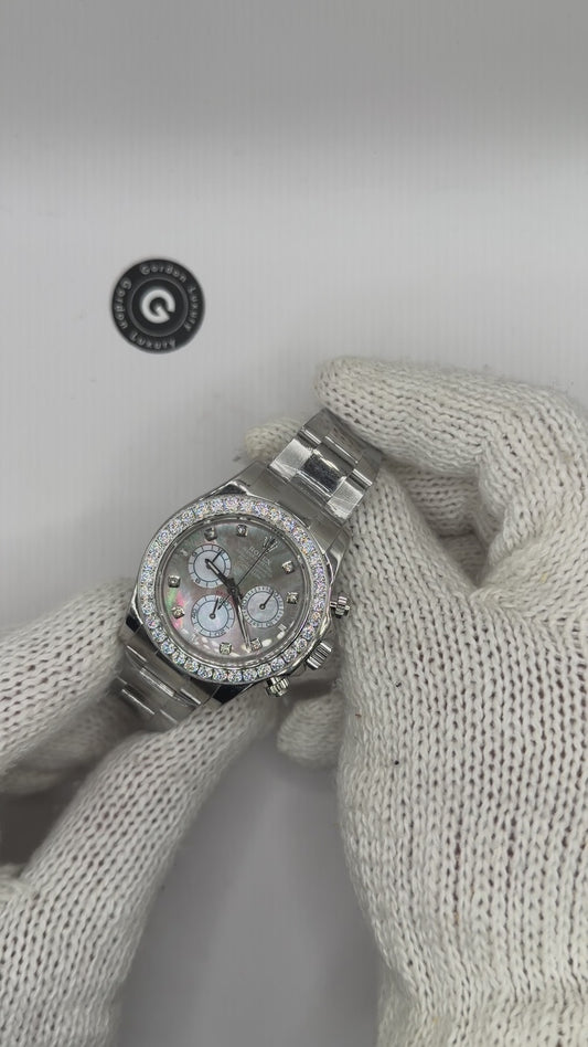 NY 2024 Daytona Samlet (100) 40mm 126579RBR Perlemor Diamant Skive Guldbelagt Stål Skive