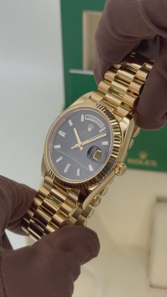 Day-Date Assembled 40mm 228238 Yellow Gold Black Onyx Diamond Dial
