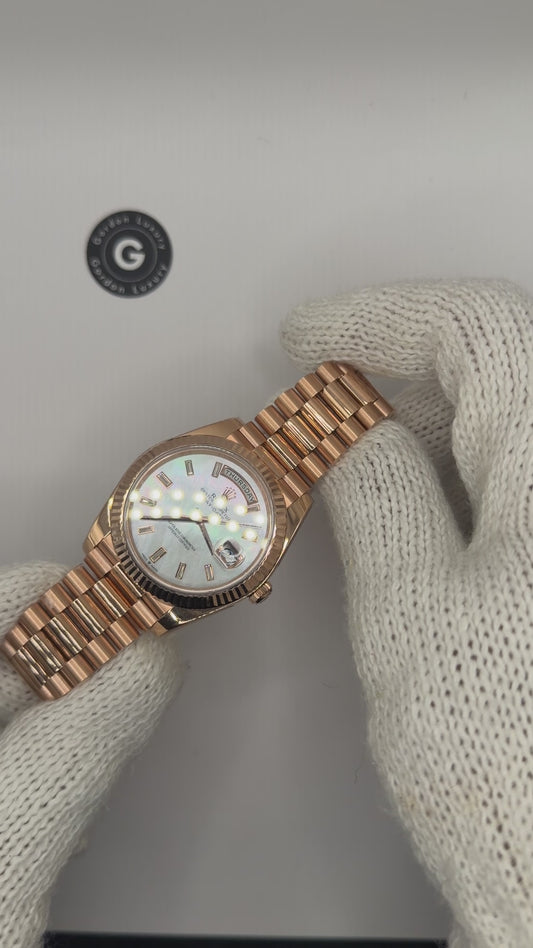 Day-Date Assembled 40mm 228235 Rose Gold Mother Of Pearl Diamond Dial