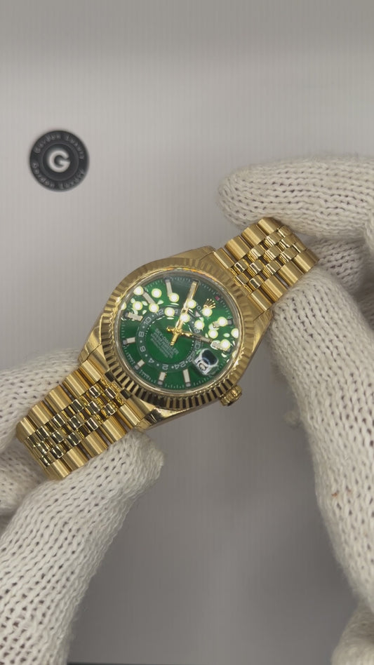 Sky-Dweller Assembled 42mm 336938 Yellow Gold Jubilee Green Dial