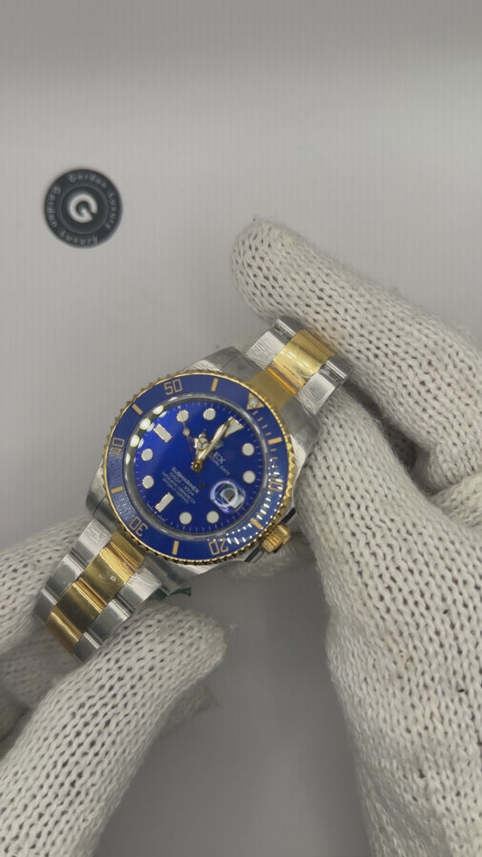 Submariner Zusammengebaut (100) "Bluesy" 41mm 126613LB Bicolor Blaues Zifferblatt Goldbeschichteter Stahl