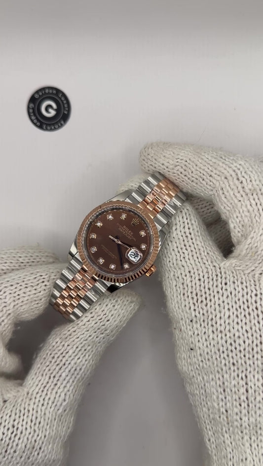 Datejust assemblée (100) 36 mm 126231 bicolore, cadran chocolat serti de diamants