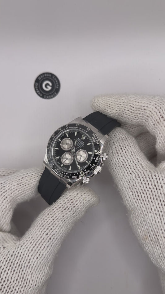 Daytona Geassembleerd "Baby Le Mans" 40mm 126519LN Wit Goud Verguld Zwarte Wijzerplaat