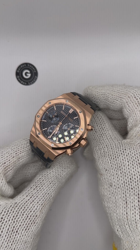 AP Assembled 100% Royal Oak Chronograph 41mm 26331ST Rose Gold-plated Blue Dial