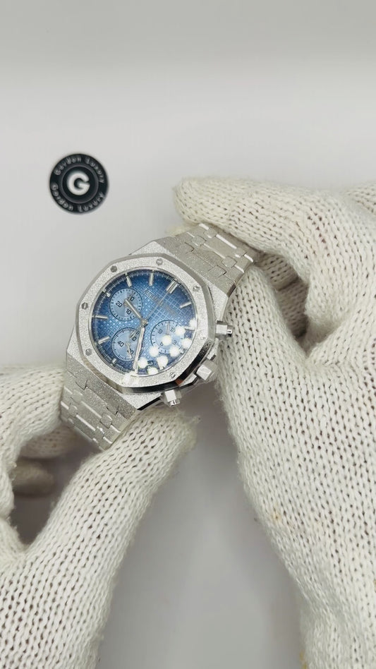 AP Assembled 90% 26240BC Frosted White Gold plated Blue Dial