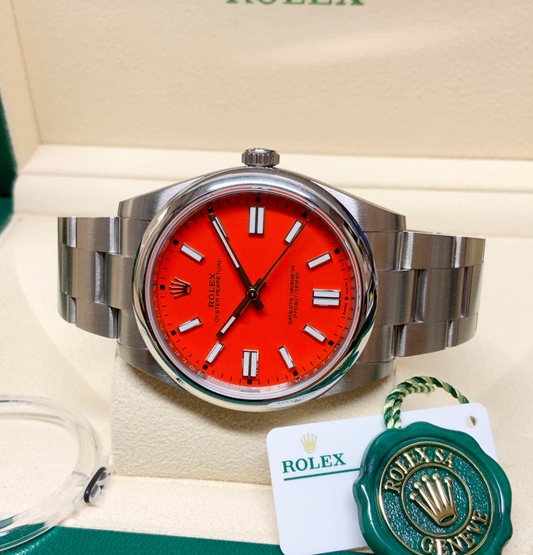 Oyster Perpetual Assembled (100) 41mm 124300 Red Coral Dial